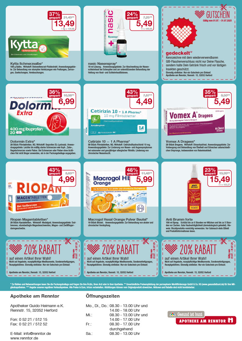 Flyer mit den Juli-Angeboten 